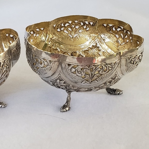 2 Indian Silver Bowls Elephants, Tigers, Palms - Picture 3 of 8